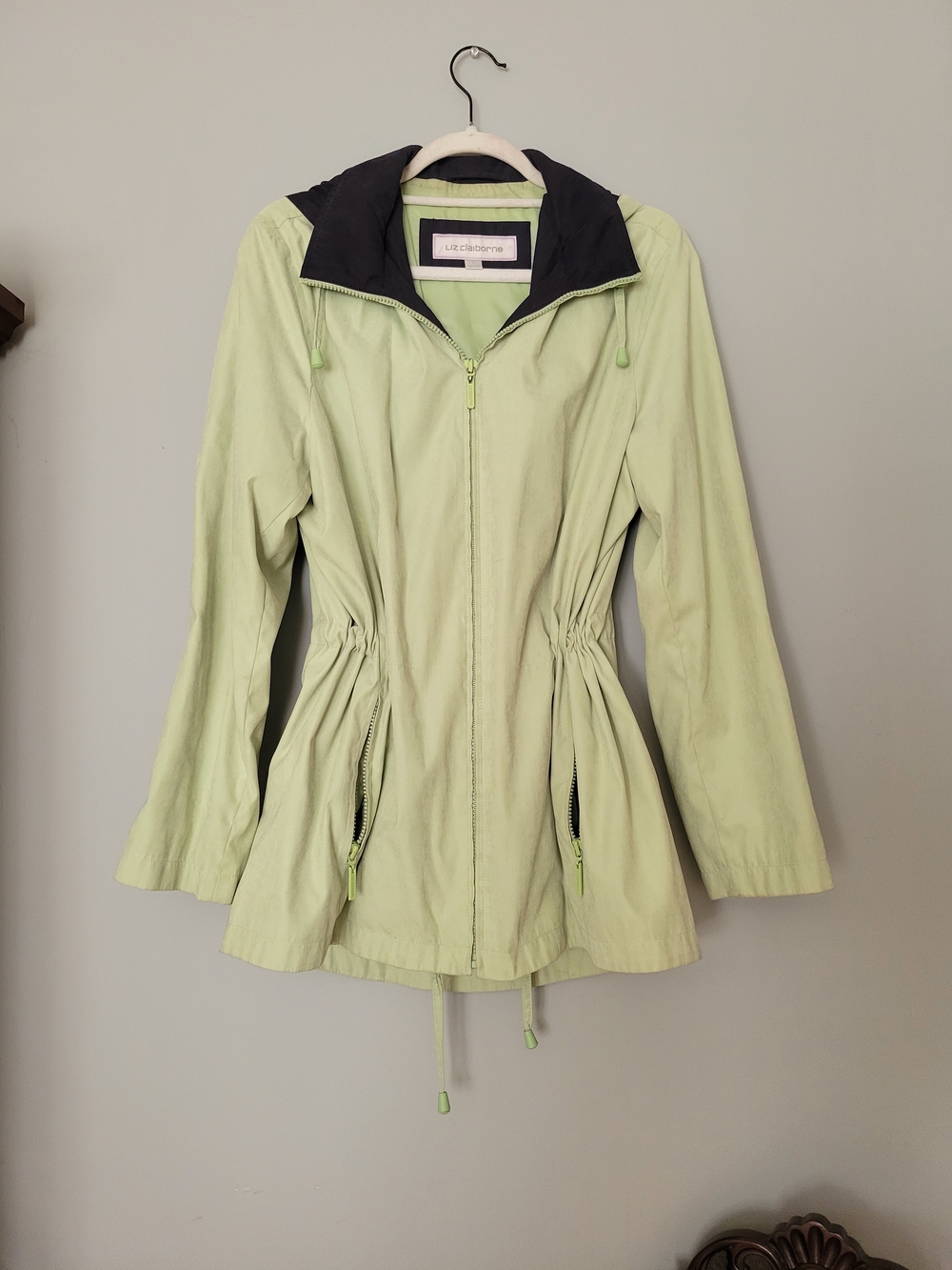 Liz Claiborne Light Green Hooded Anorak Jacket Size M
